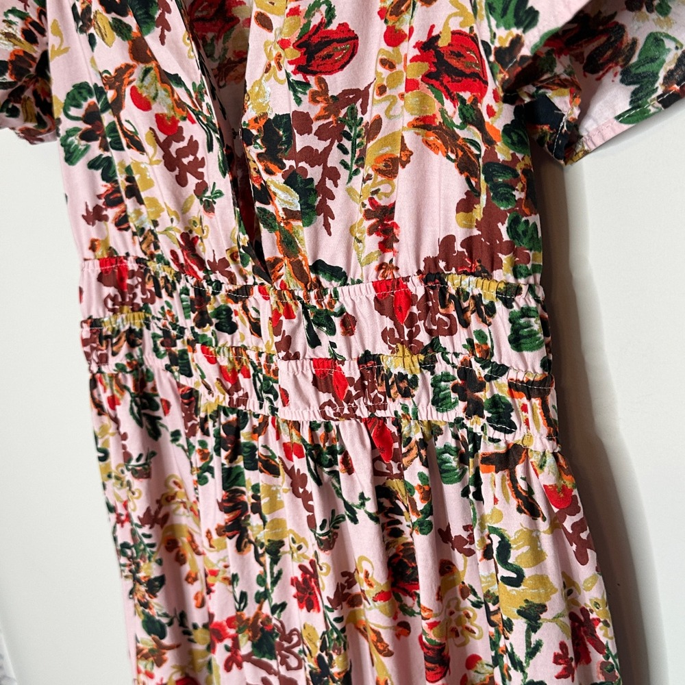 Anthropologie Women's Somerset Pink Floral Midi‎ Dress Size Small Tiered - Picture 9 of 13